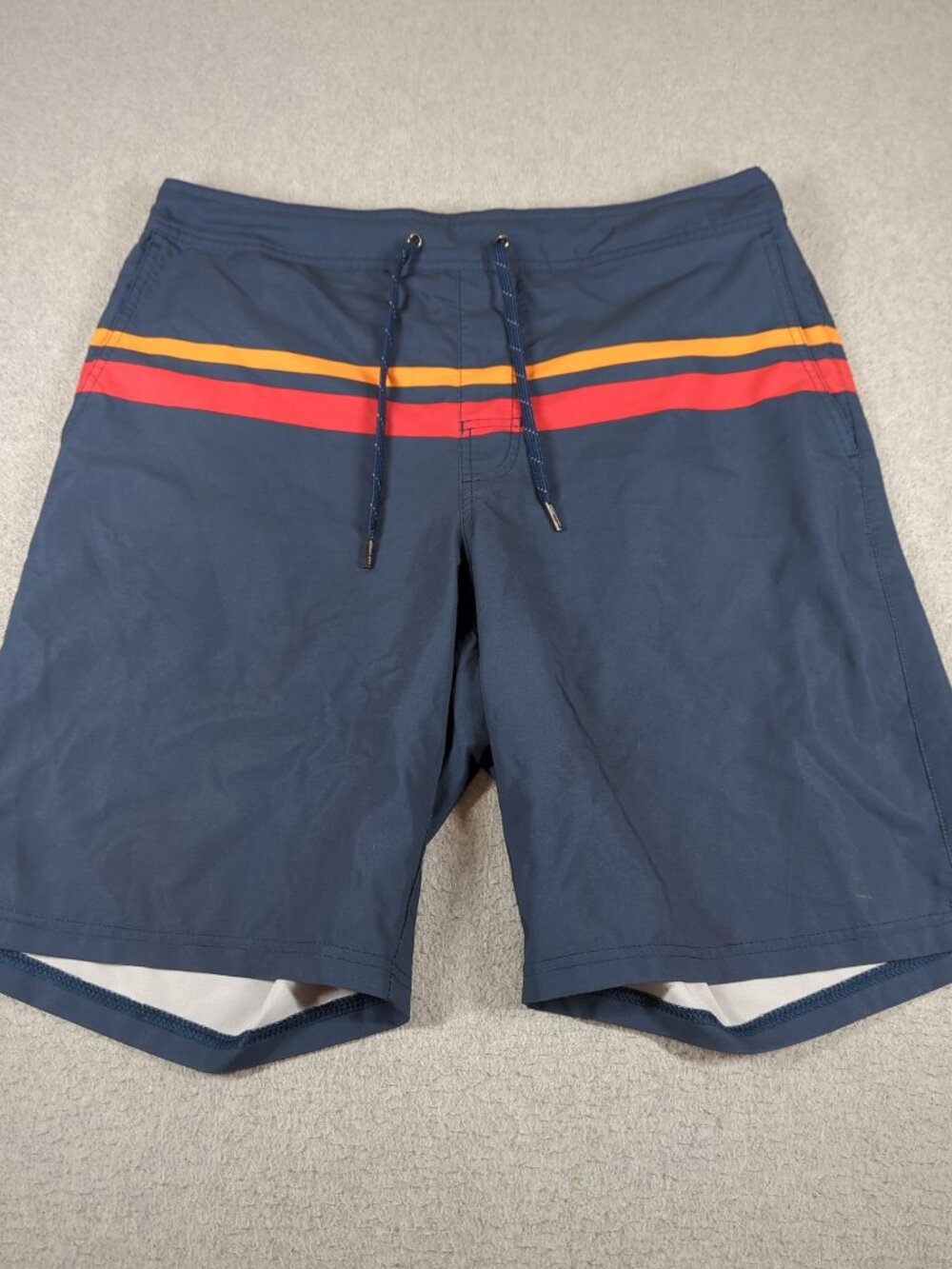 Fair Harbor Swim Trunks Men's XL Blue Striped Lined Drawstring Pockets